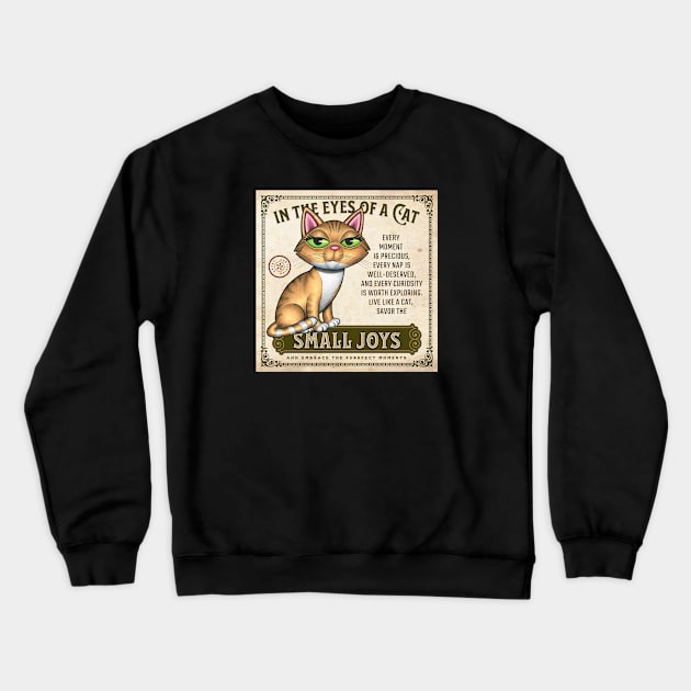 Yellow Tabby Kitty on tannish In the Eyes of the Cat Crewneck Sweatshirt by Danny Gordon Art